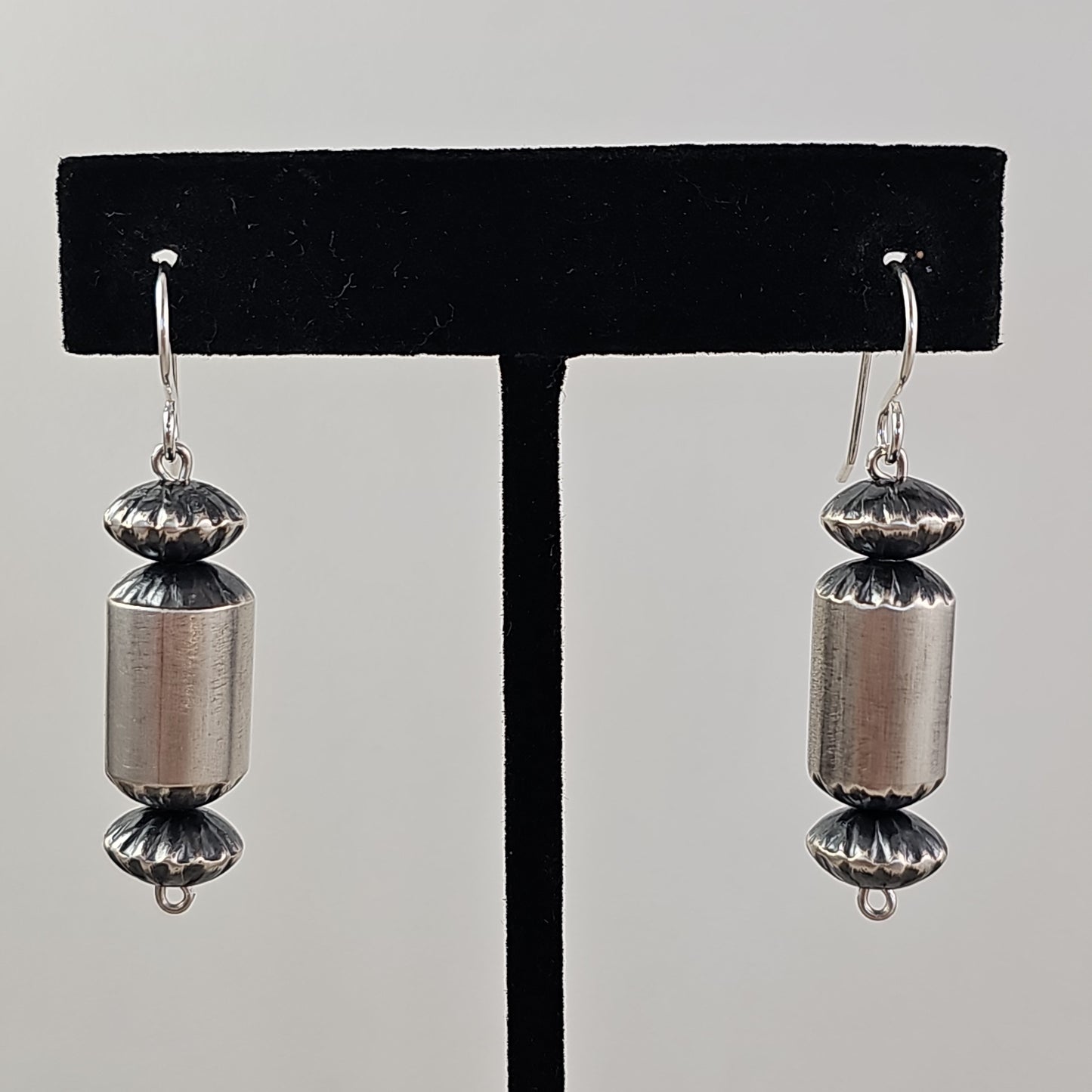 Barrel bead Navajo pearl earrings