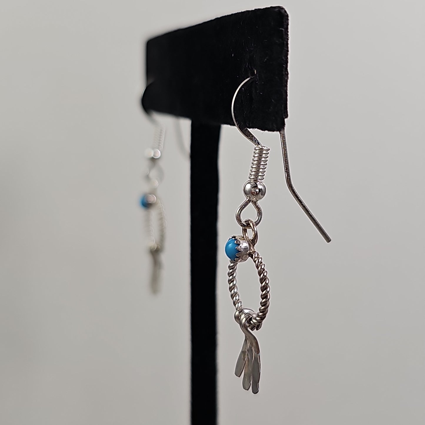 Circle turquoise dream catcher earrings