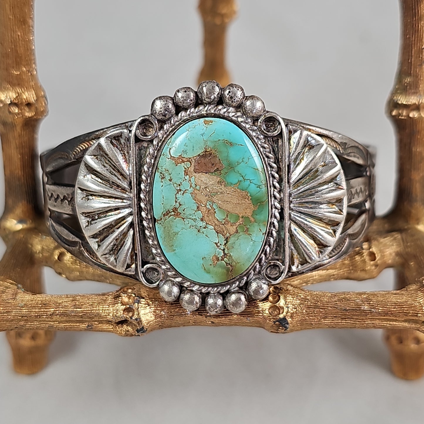 Fred Harvey style turquoise & sterling bracelet