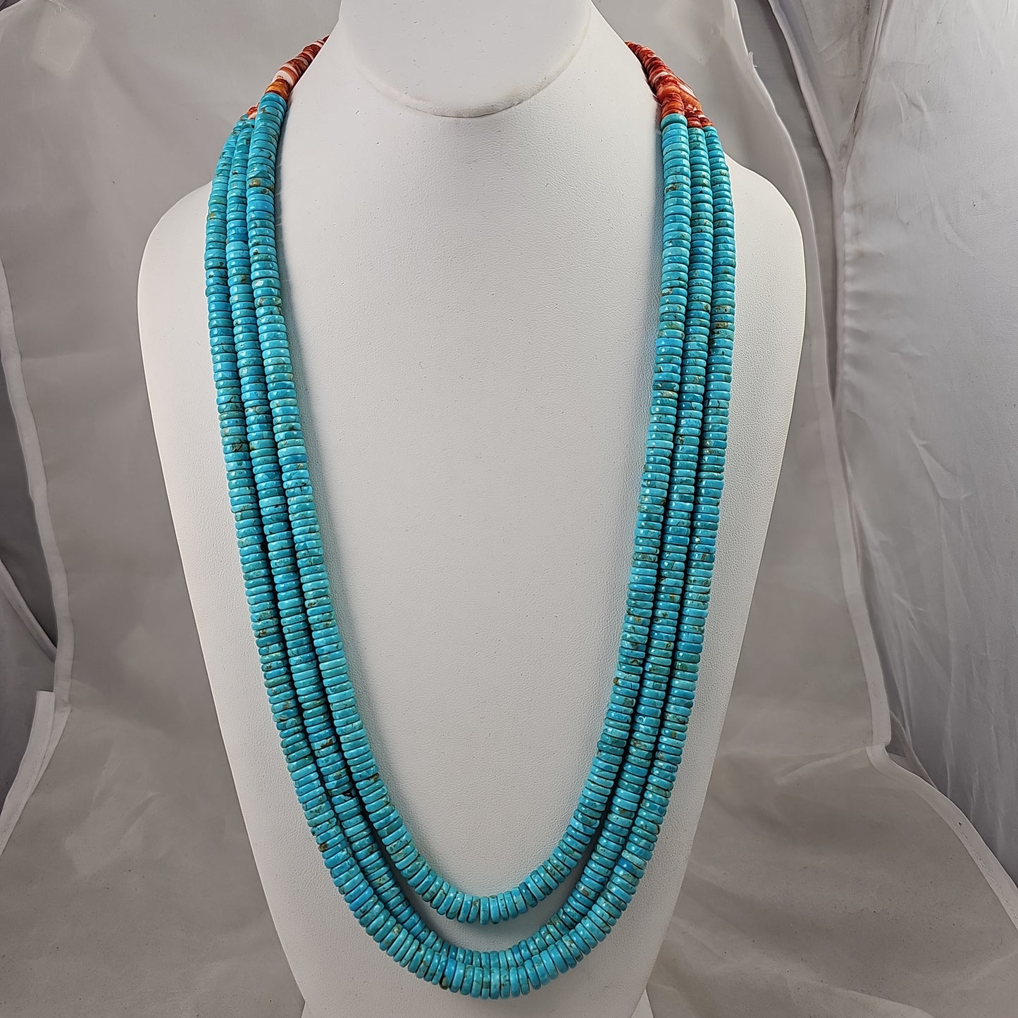Santo Domingo turquoise heishi necklace