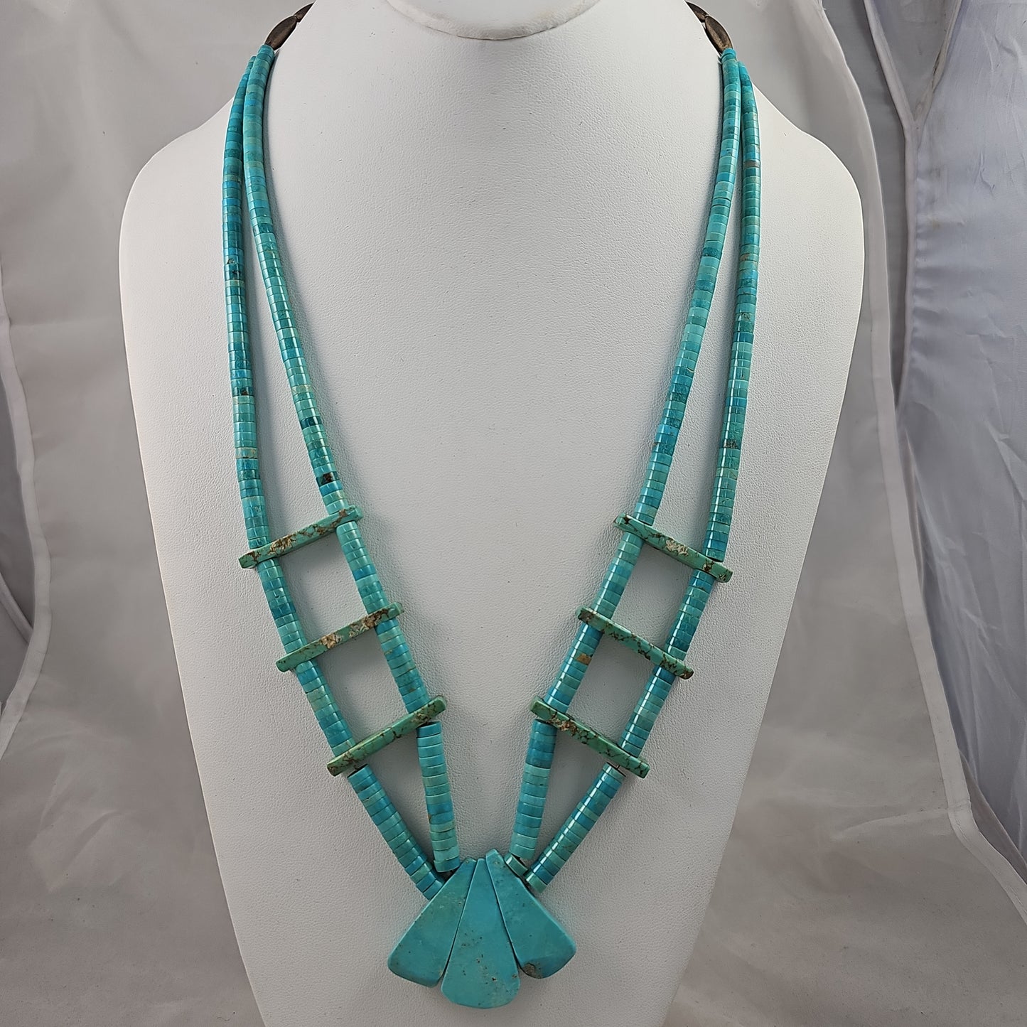 Vintage turquoise slab heishi necklace