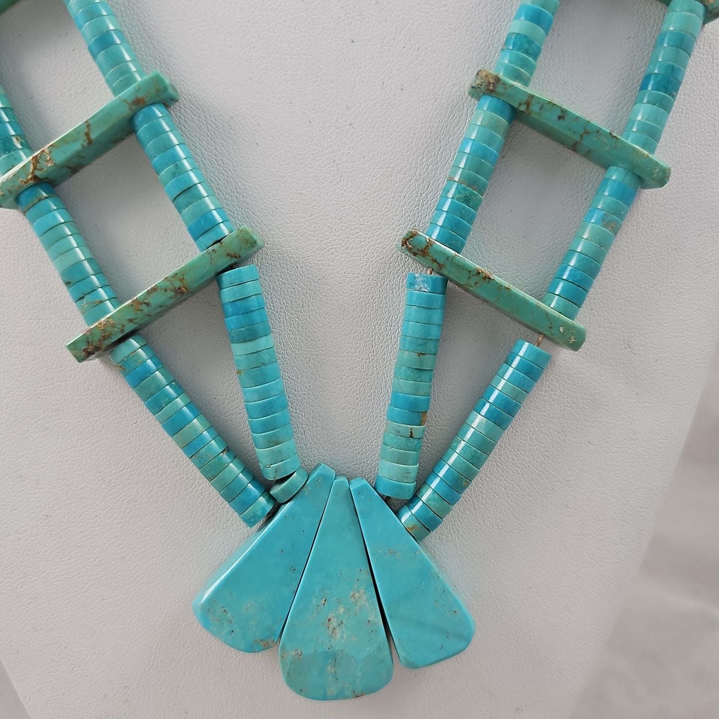 Vintage turquoise slab heishi necklace