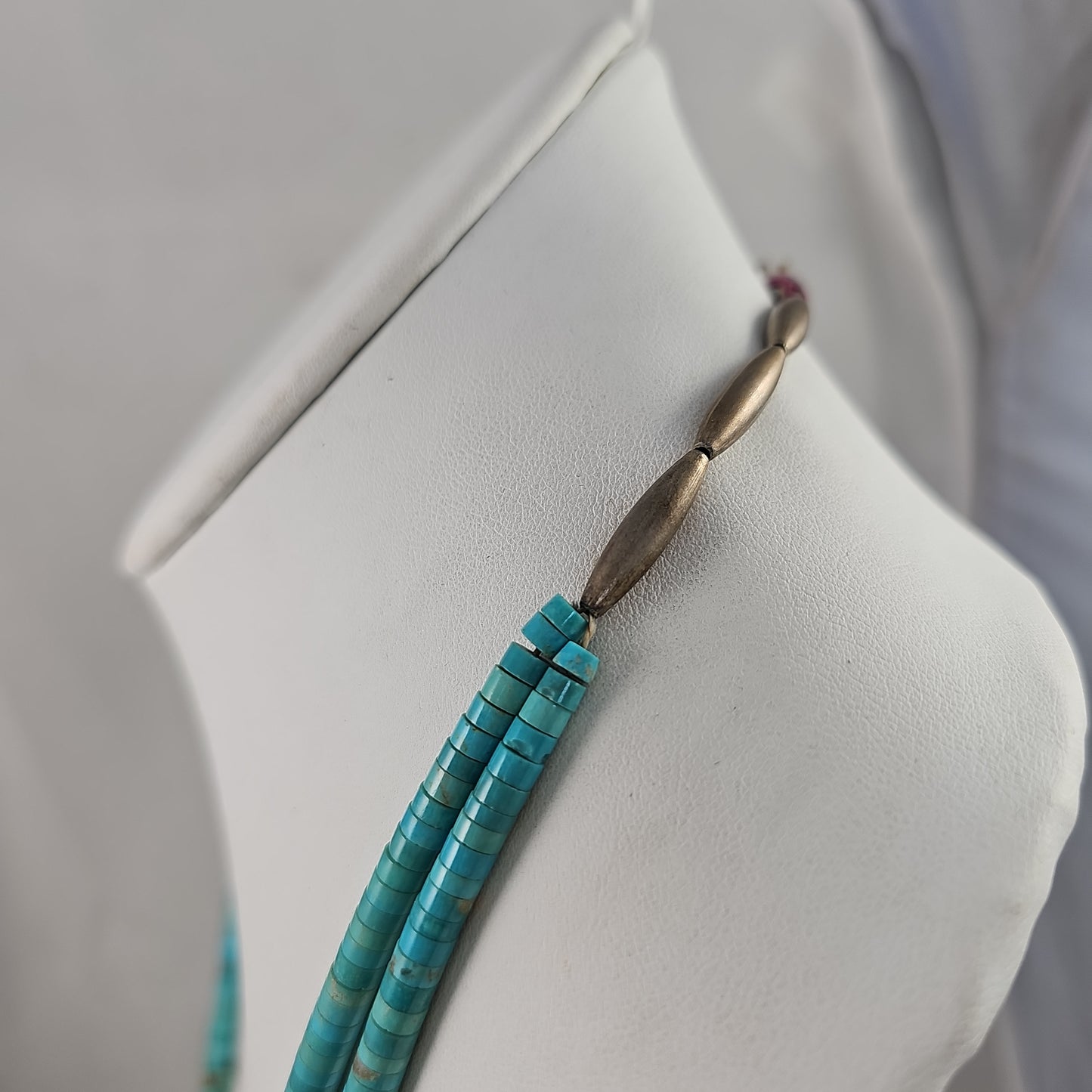 Vintage turquoise slab heishi necklace