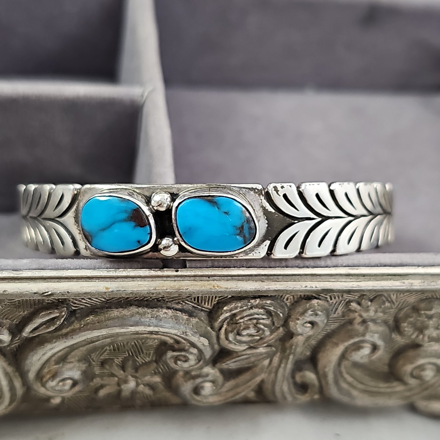 Double stone turquoise bracelet