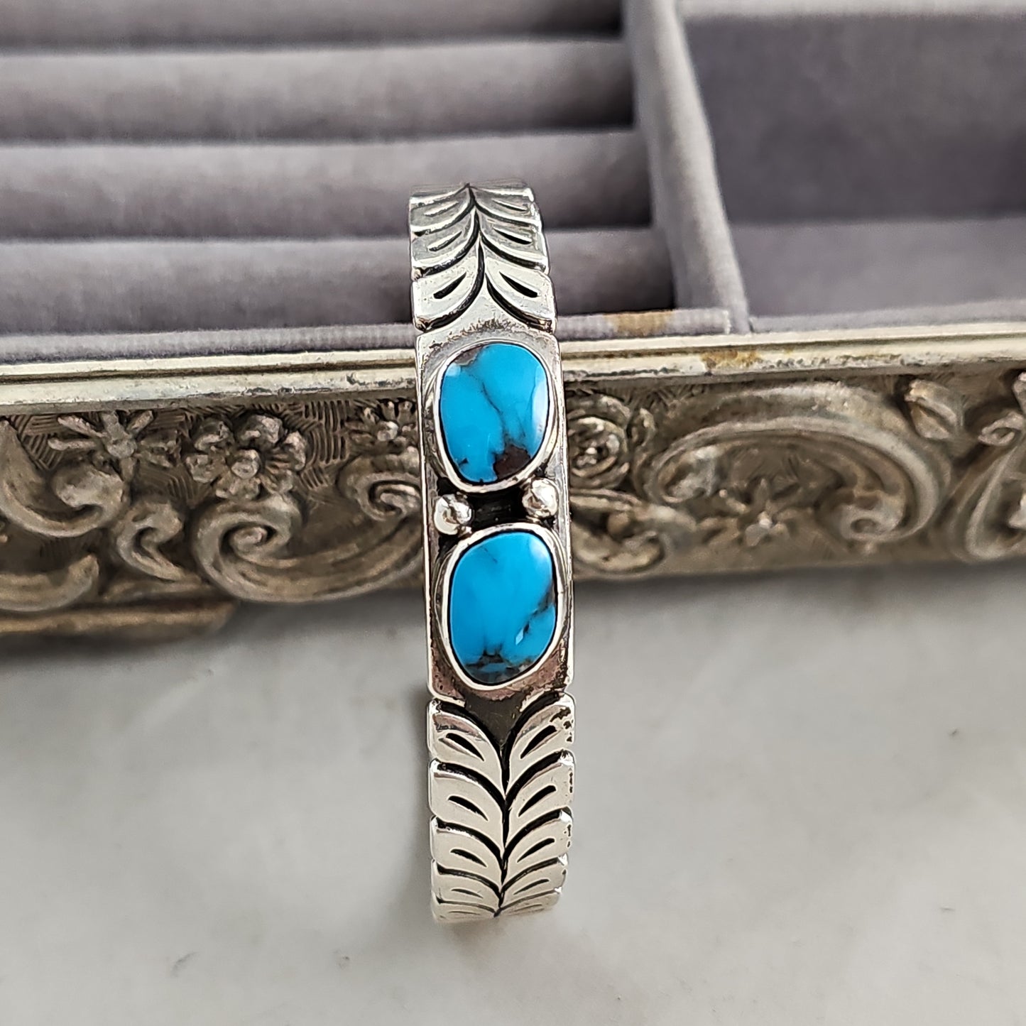 Double stone turquoise bracelet
