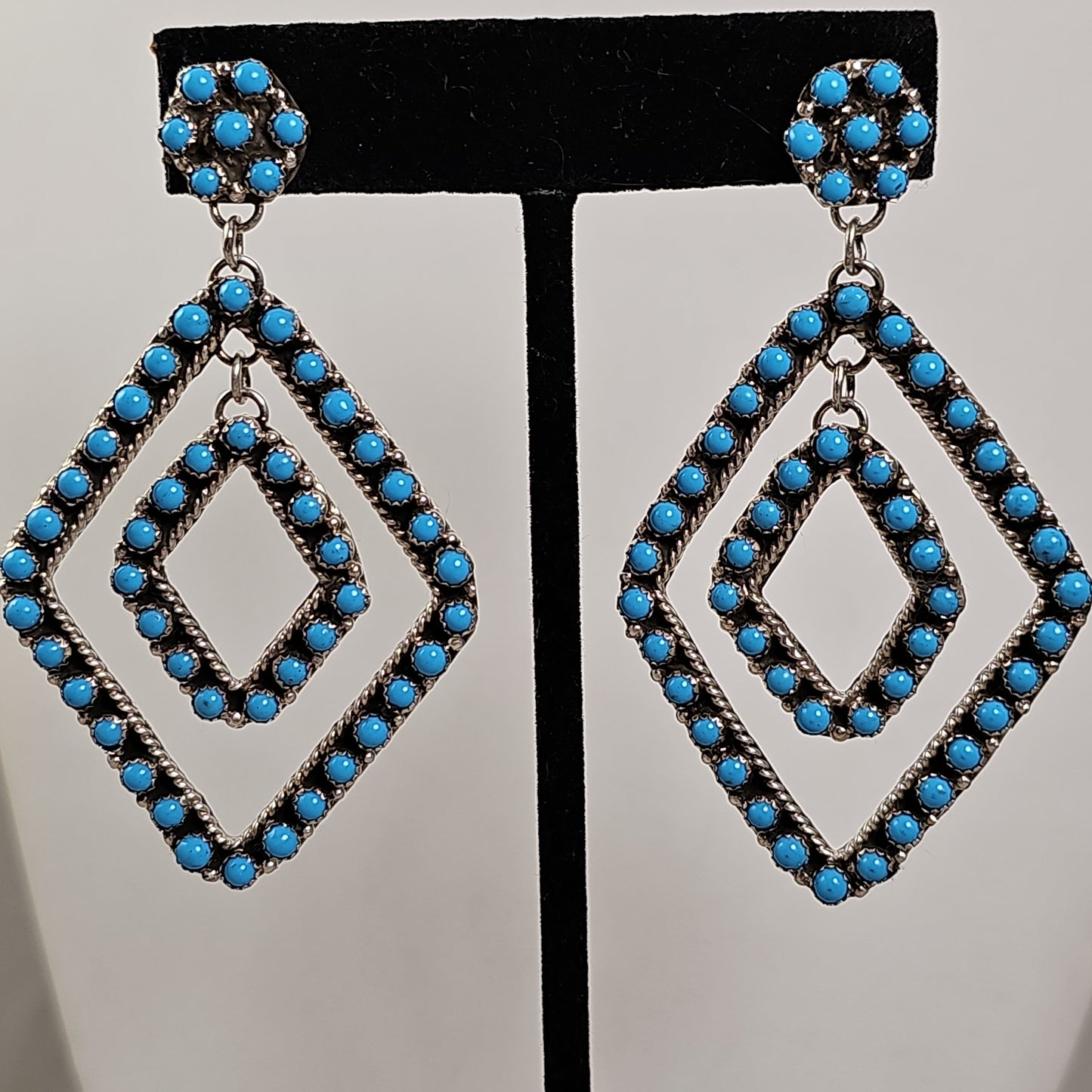 Snake eye turquoise diamond earrings