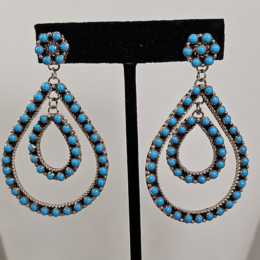 Snake eye turquoise teardrop earrings