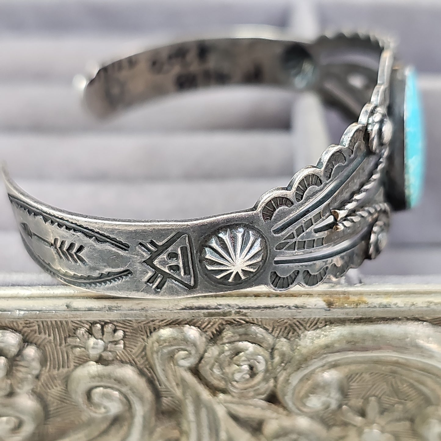 Turquoise and silver vintage bracelet Fred Harvey