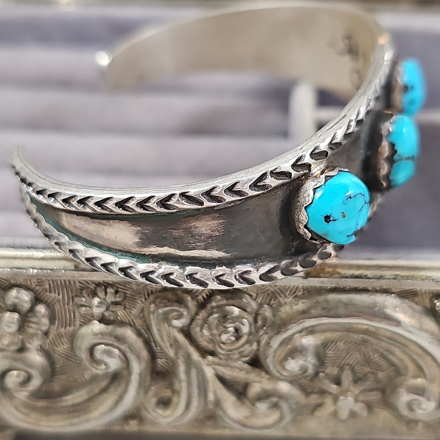 4 Stone turquoise and sterling bracelet