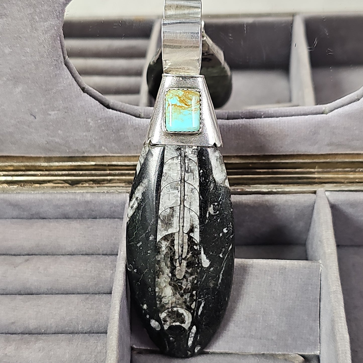 Stone feather pendant