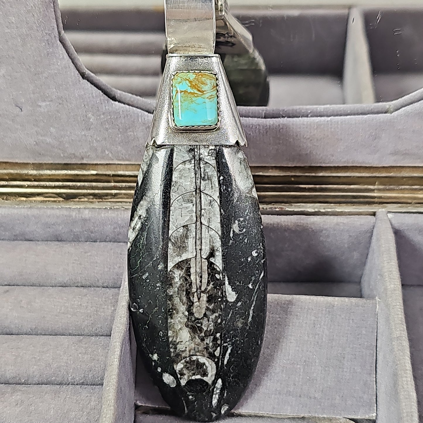 Stone feather pendant