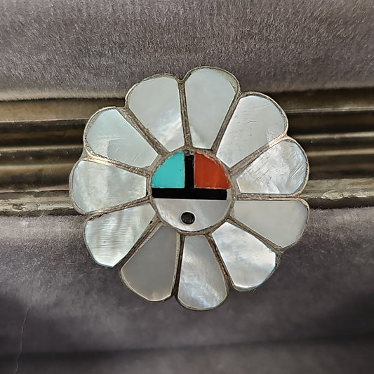 Zuni sunface inlay pin - pendant