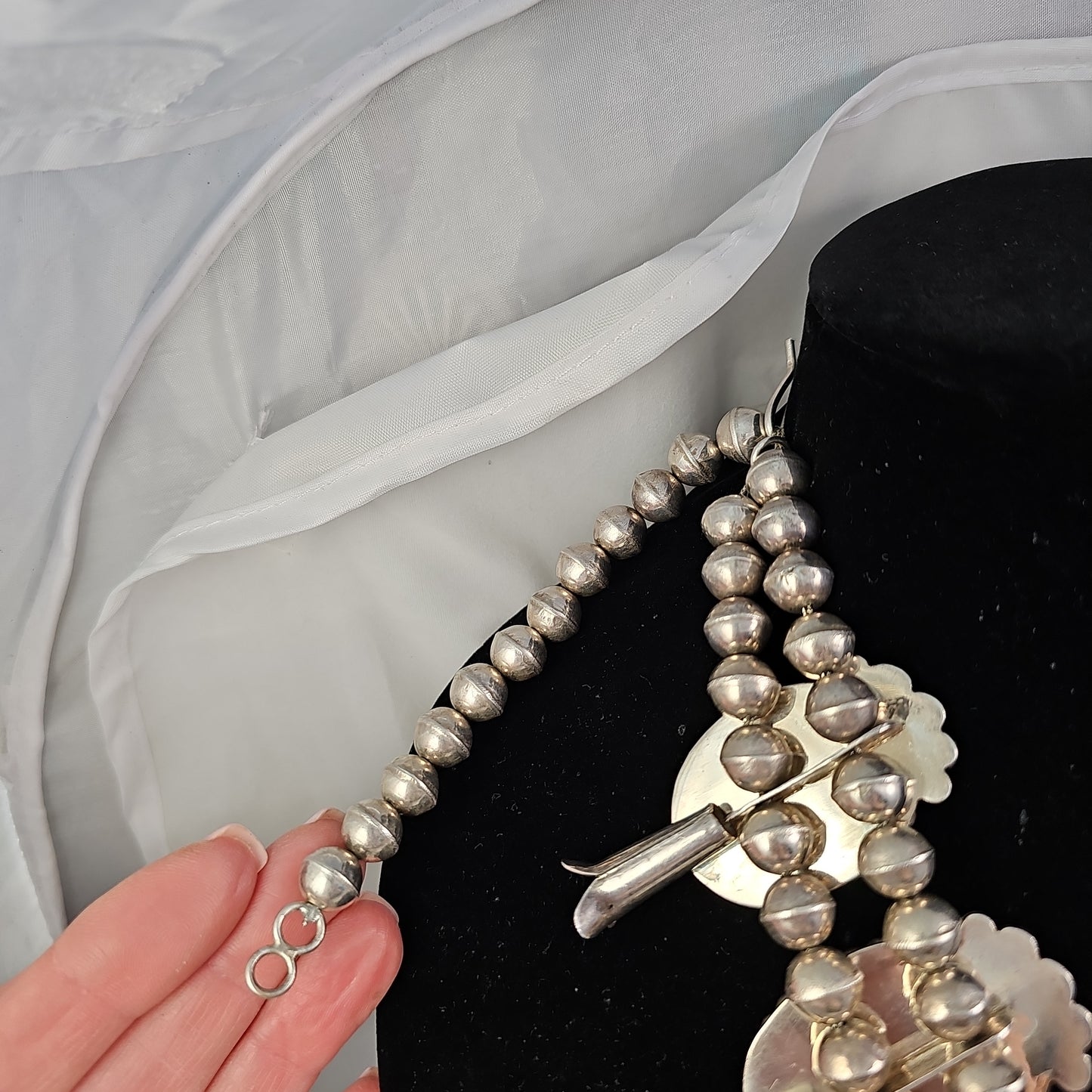 Large Squash blossom necklace with matching 3 stone bracelet