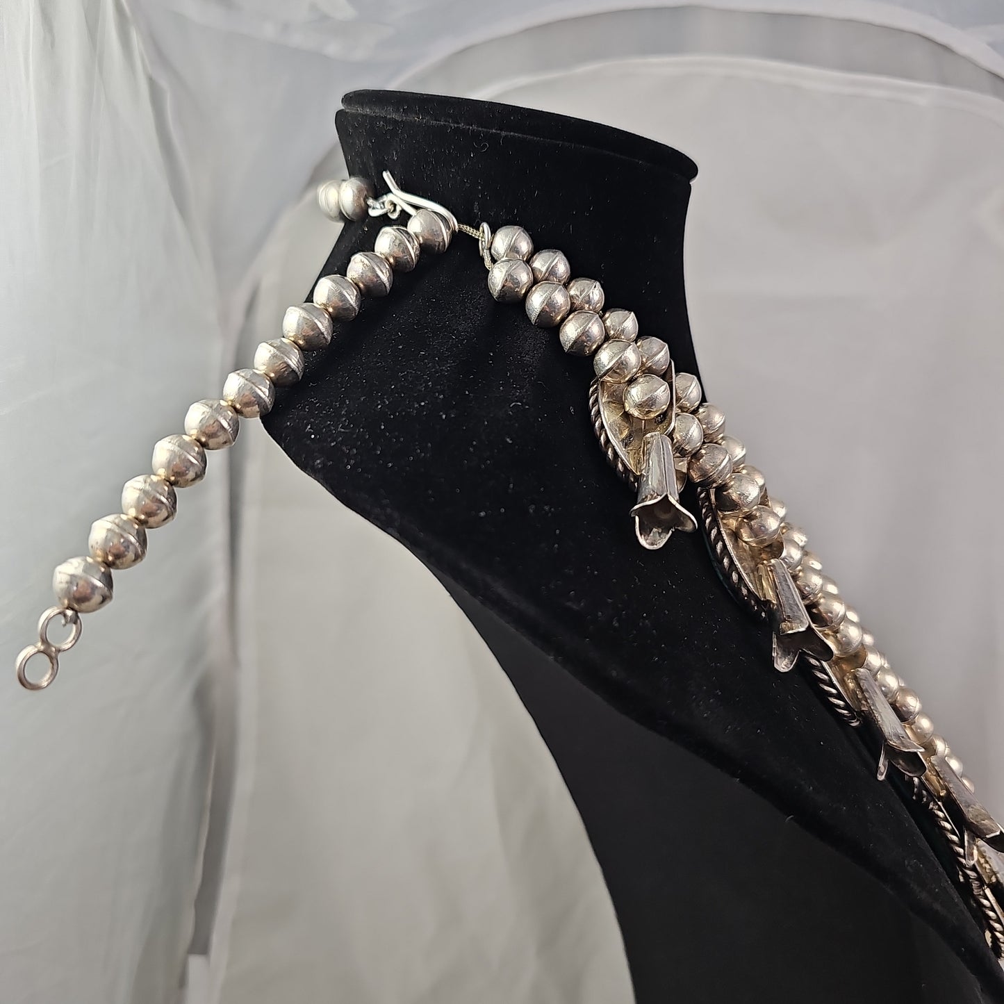 Large Squash blossom necklace with matching 3 stone bracelet