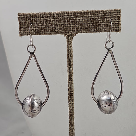 Steer head Navajo pearl teardrop earrings