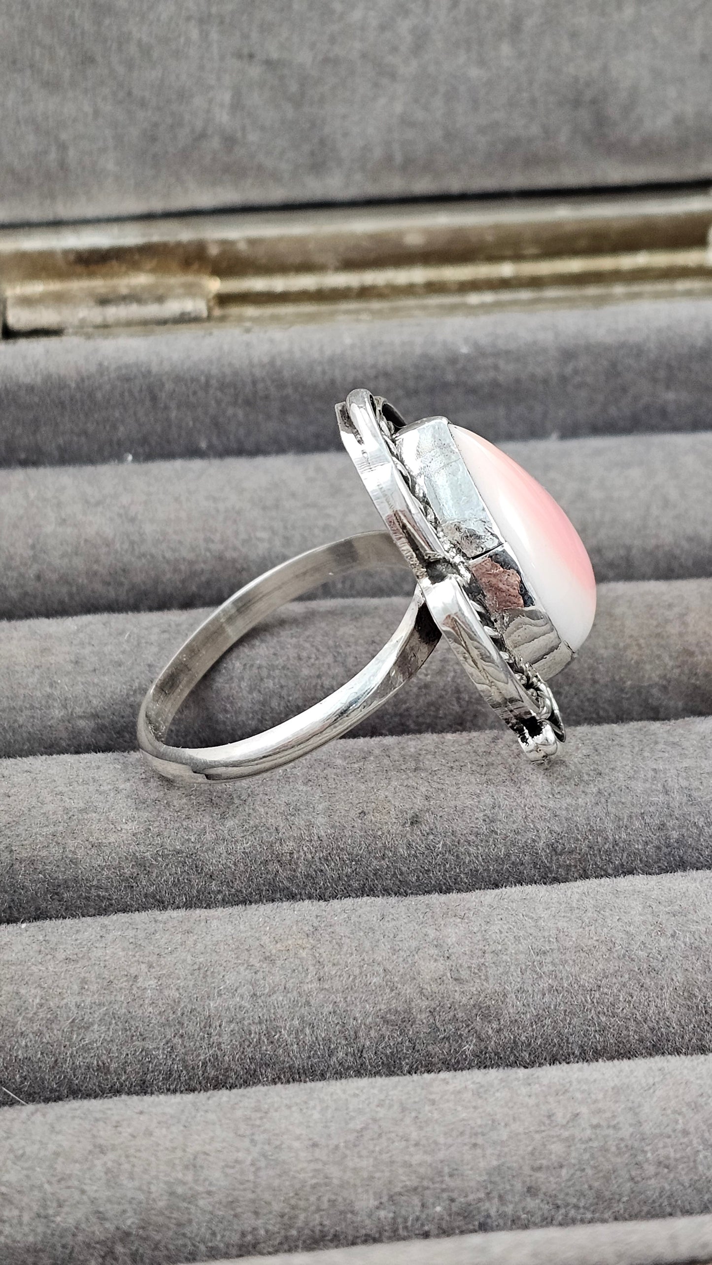 Pink conch shell ring