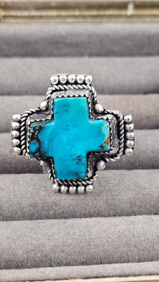 Turquoise cross ring