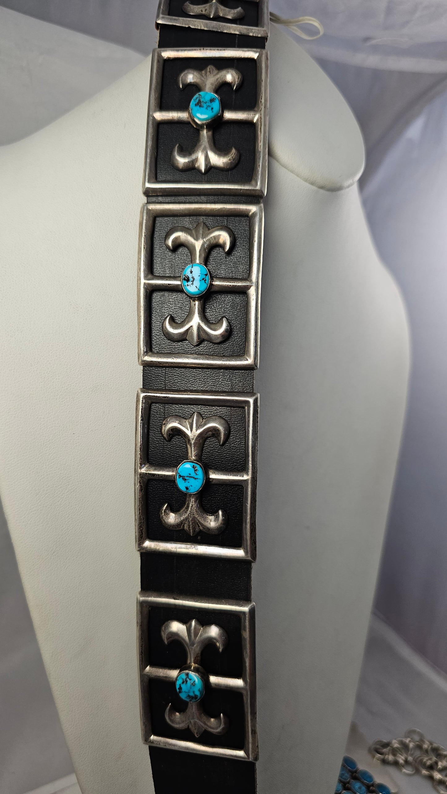 Fleur de lis turquoise concho belt