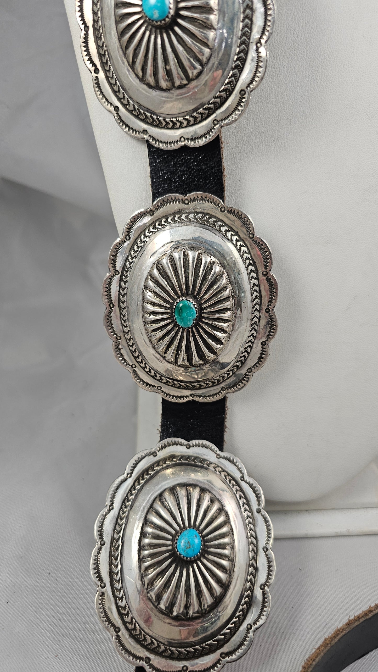 Turquoise and sterling concho belt