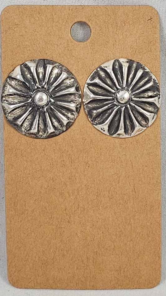 Concho sterling post earrings