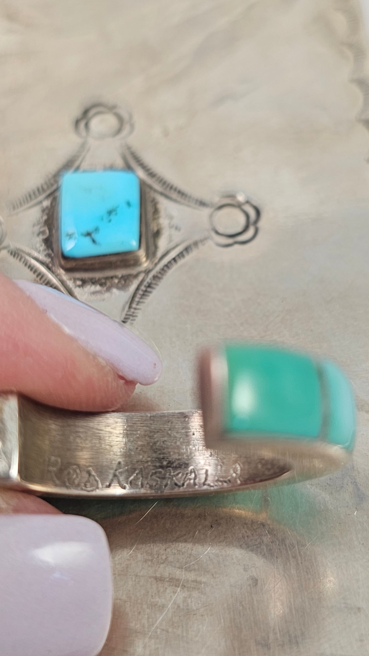 Turquoise and sterling inlay hoop earrings