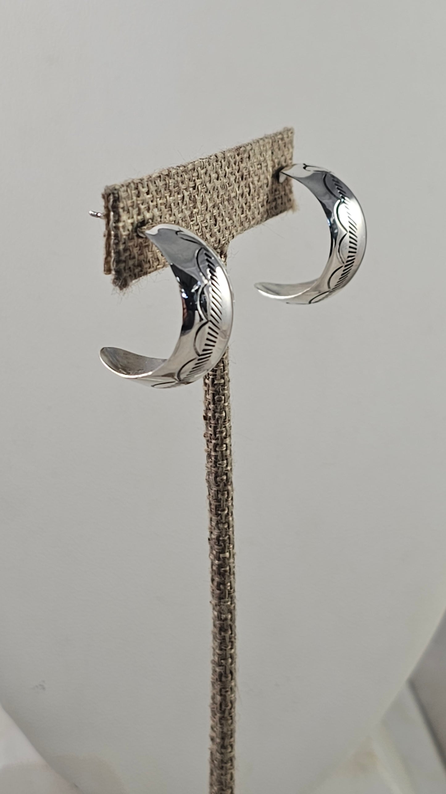 Stamped small hoop earrings