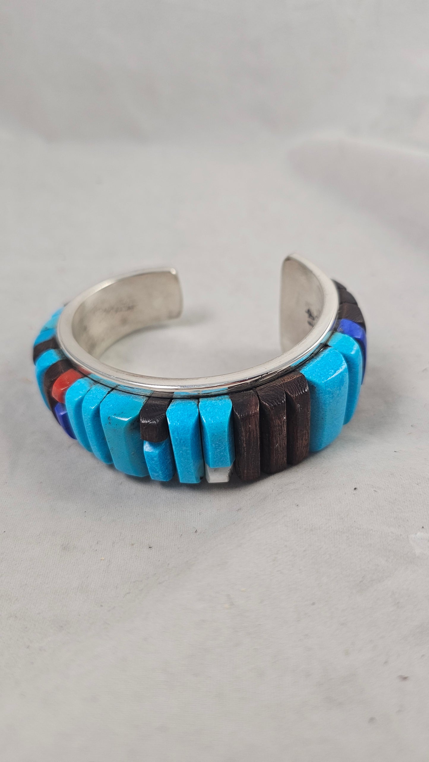 Chimney Butte geometric design turquoise cuff bracelet.