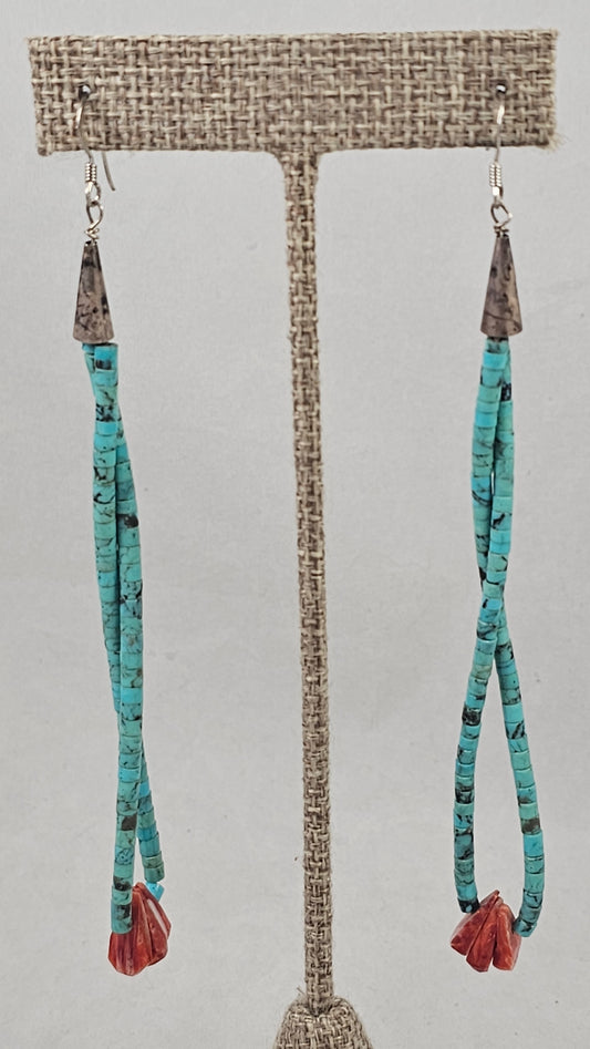 Turquoise heishi earrings