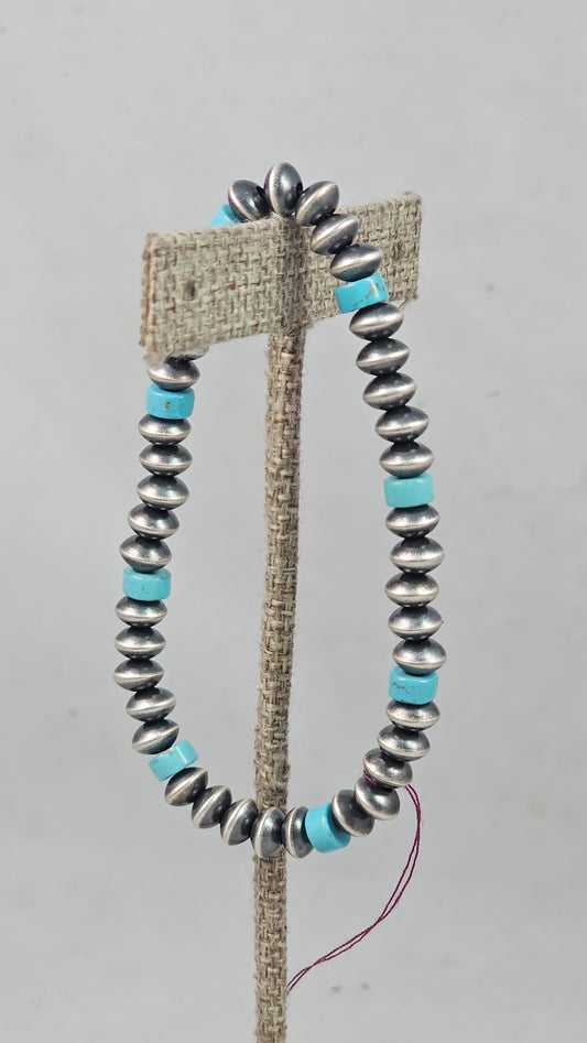 Turquoise and Navajo Pearl stretch bracelet