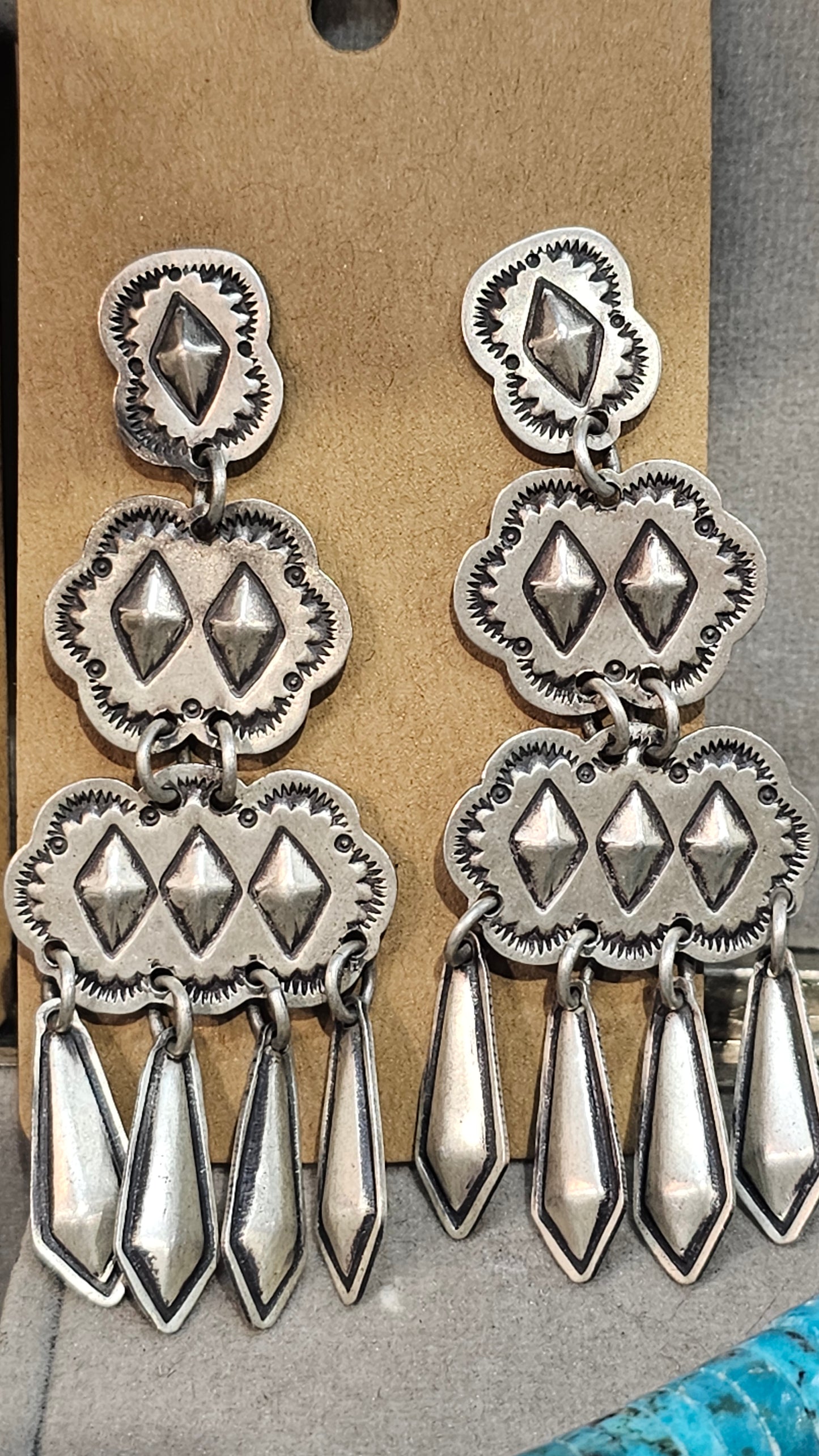 Navajo Rain Cloud matte finish chandelier earrings