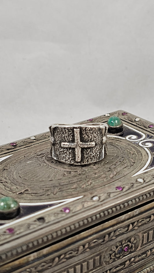 Tufa cast cross ring by Anthony Bowman