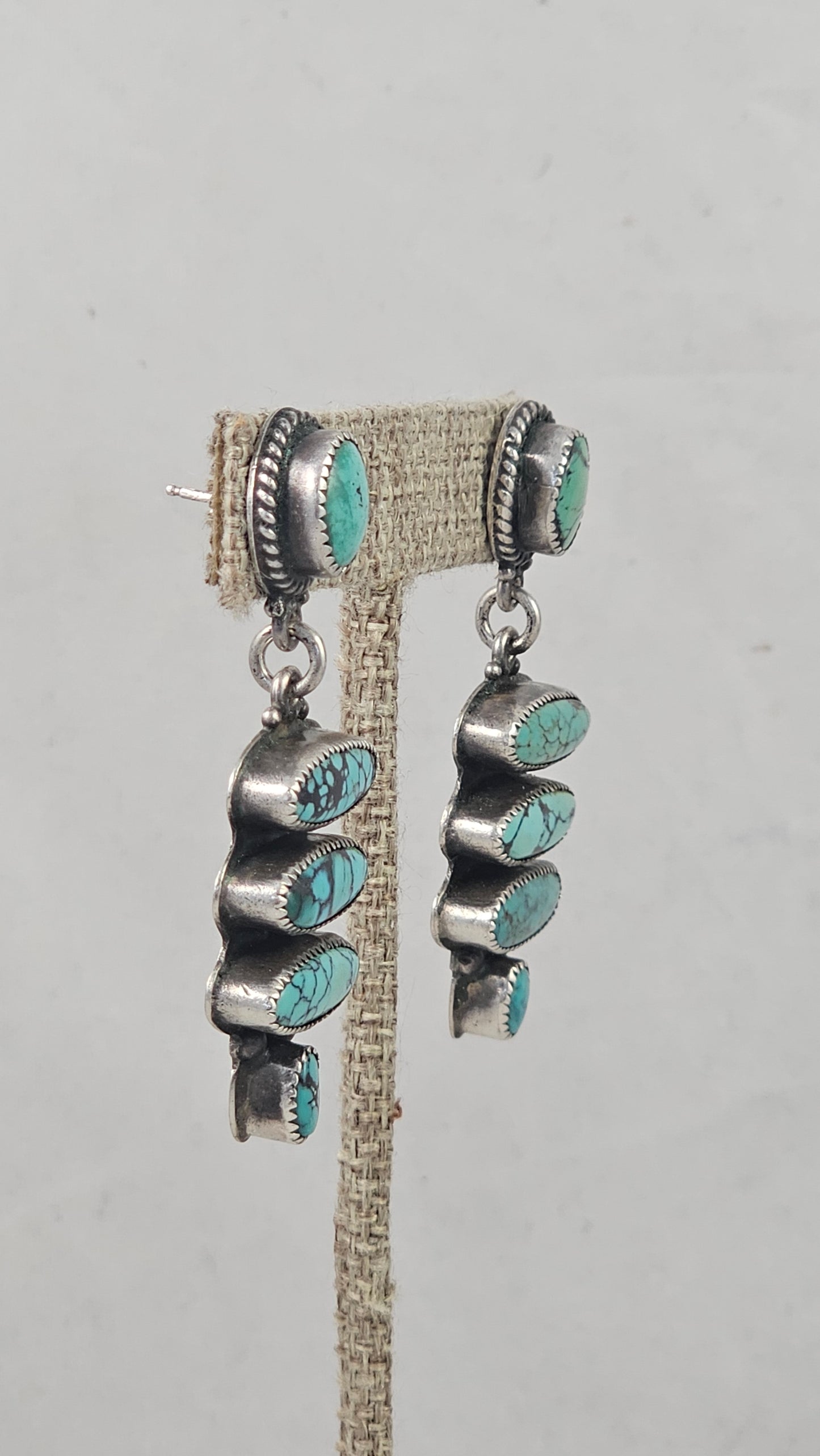 Turquoise and sterling dangle earrings
