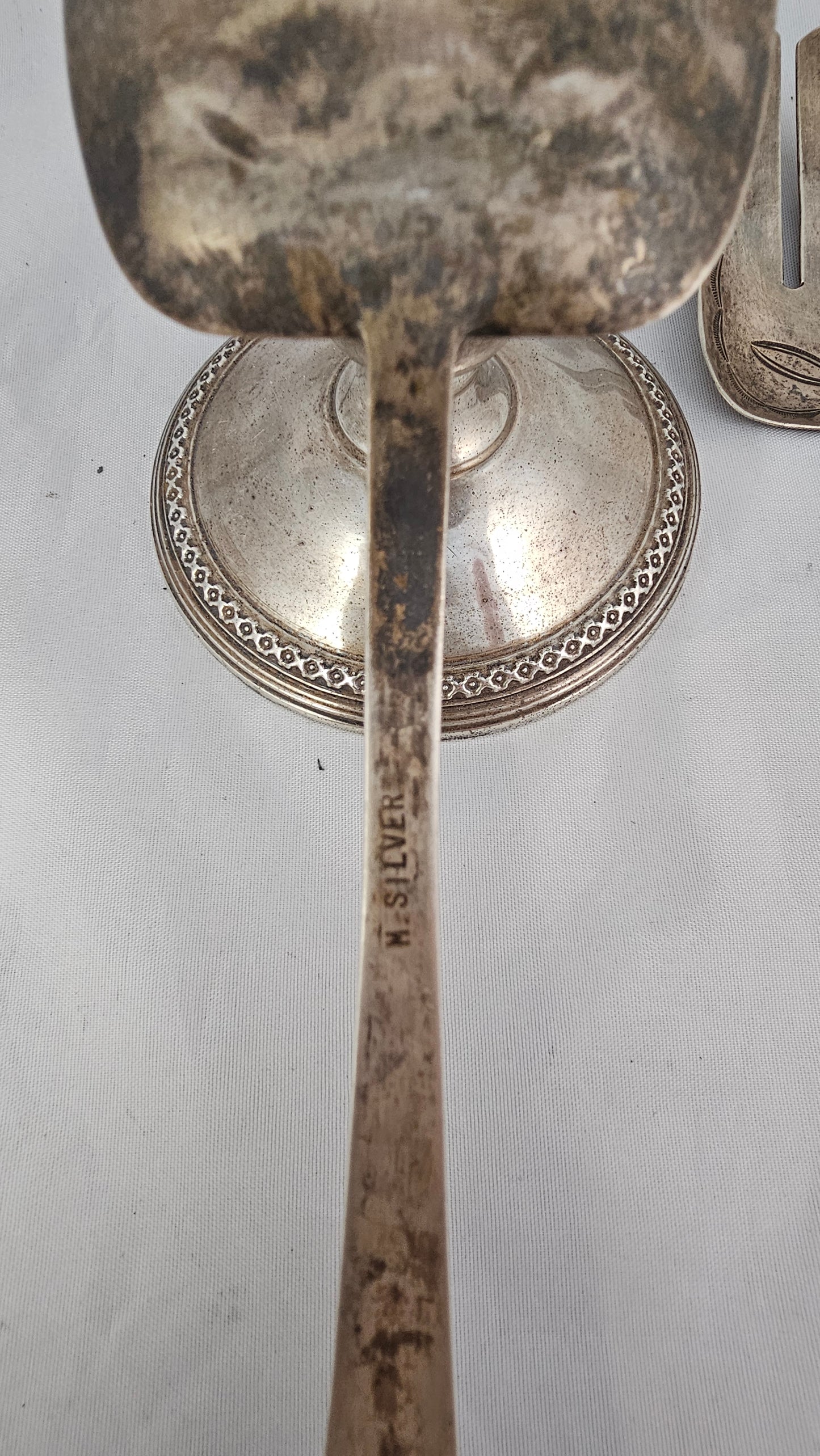 Salad fork & spoon sterling and turquoise