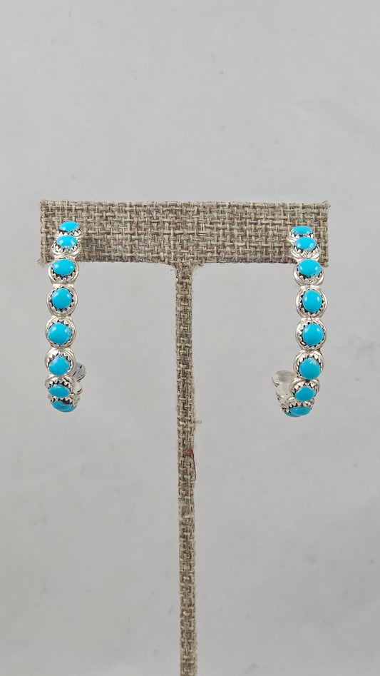 Turquoise snake eye hoop earrings