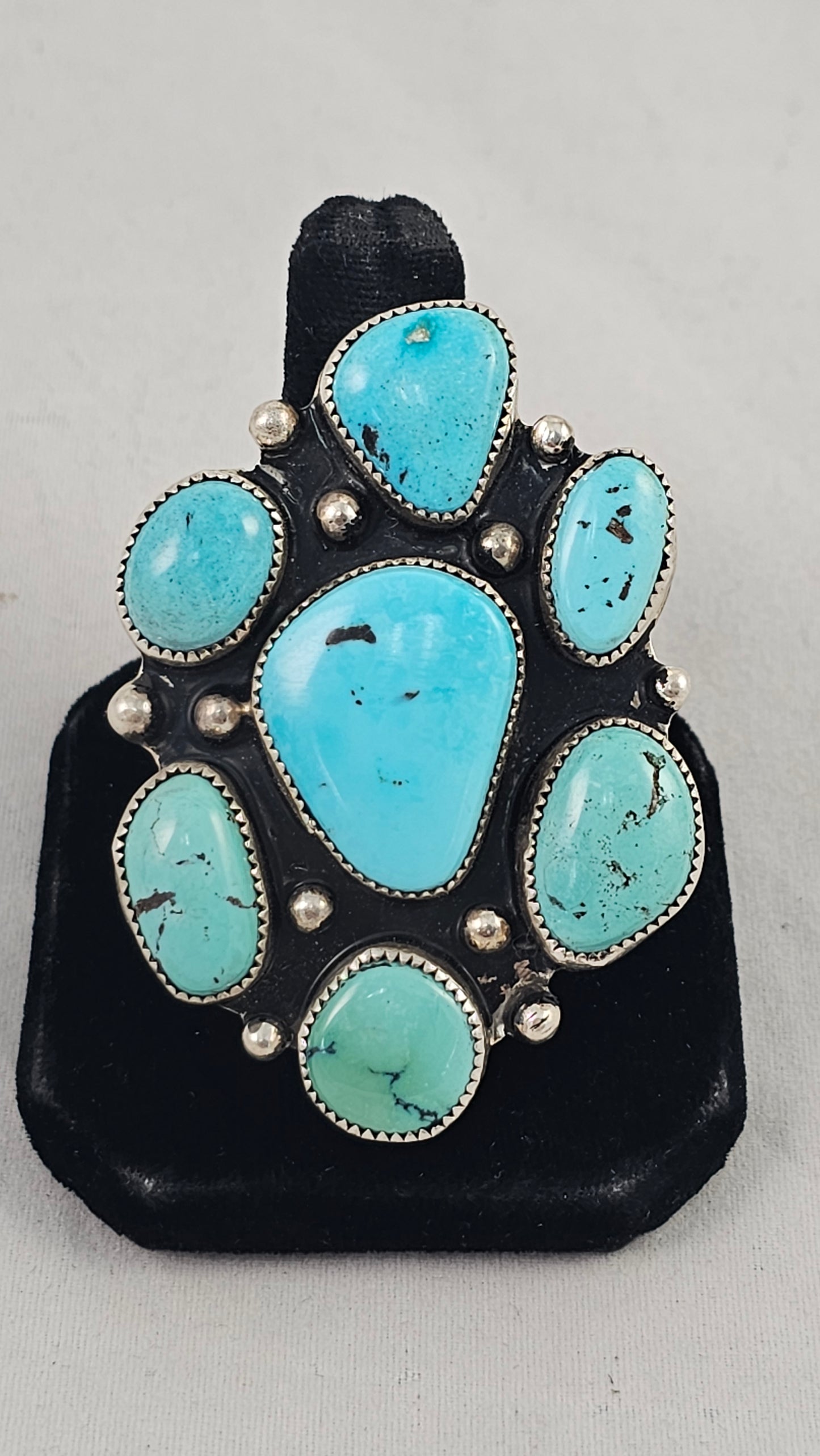 Turquoise cluster statement ring