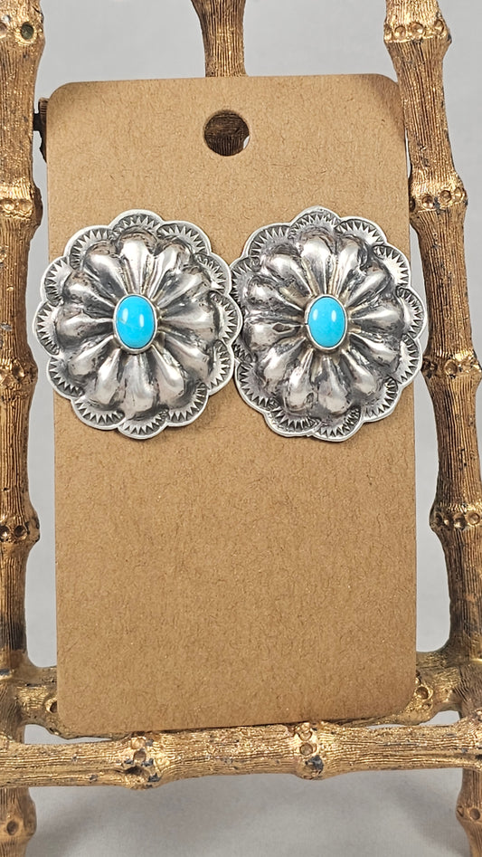 Turquoise concho earrings