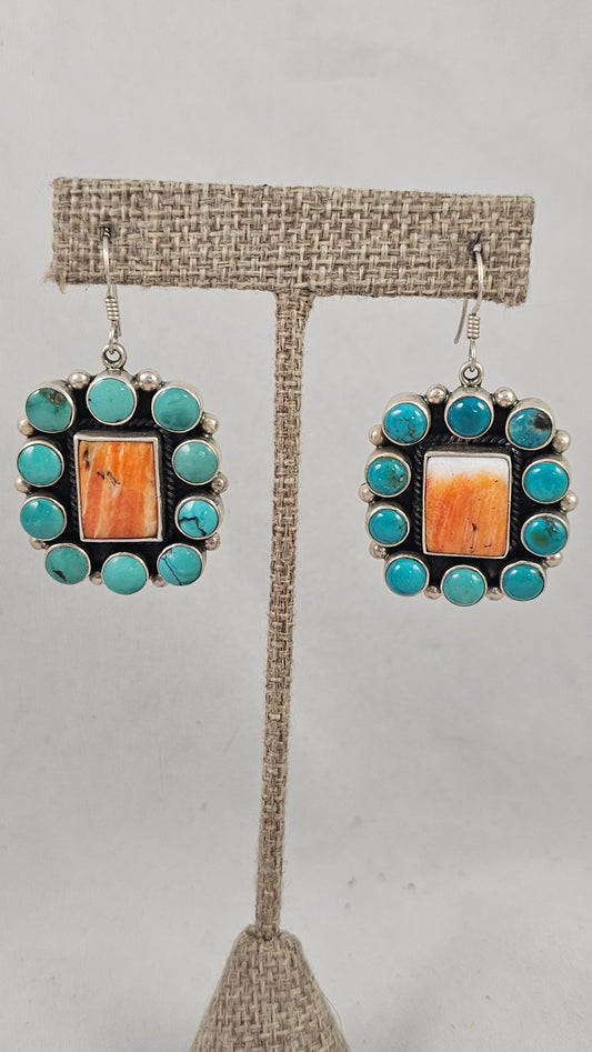 Turquoise and Spiney oyster earrings