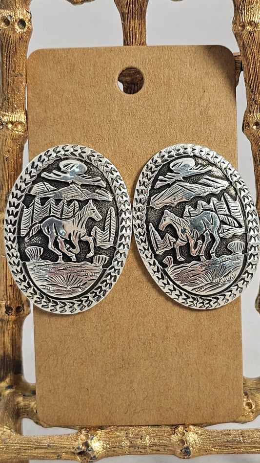 Sterling storyteller horse earrings