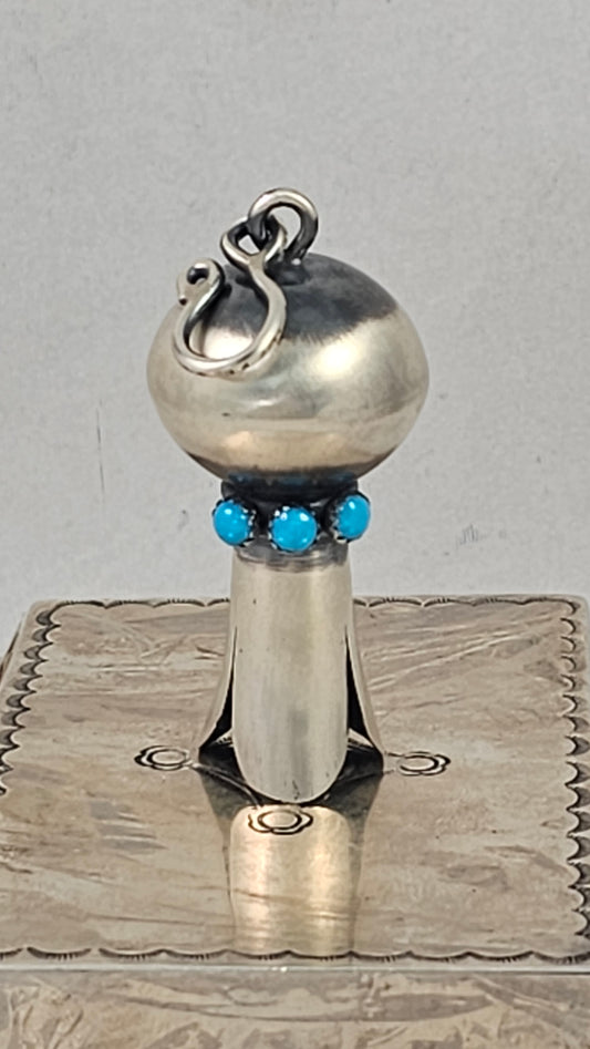 Turquoise and sterling blossom pendant