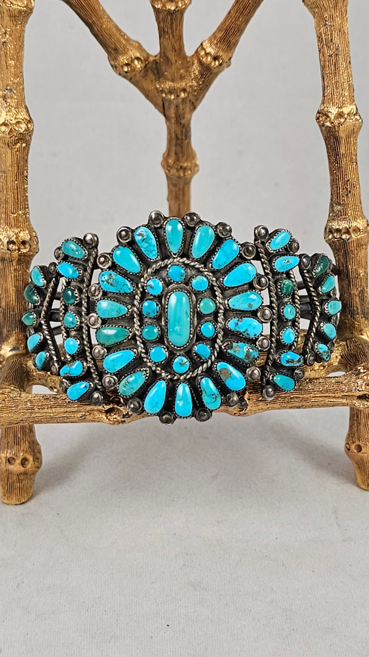 Vintage turquoise cluster bracelet