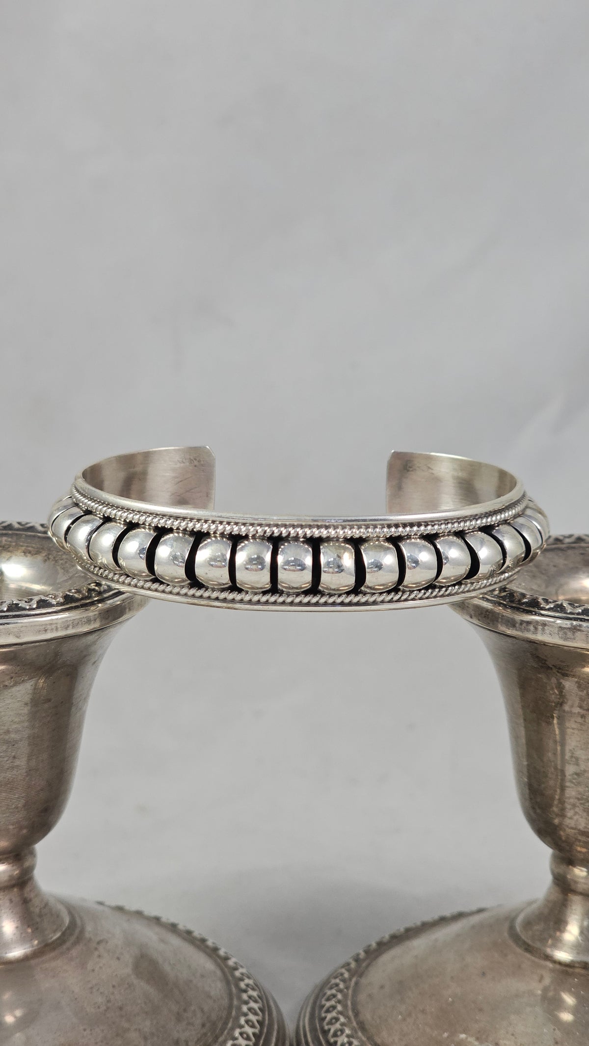 Sterling Tom Charlie design cuff by Priscilla Apache