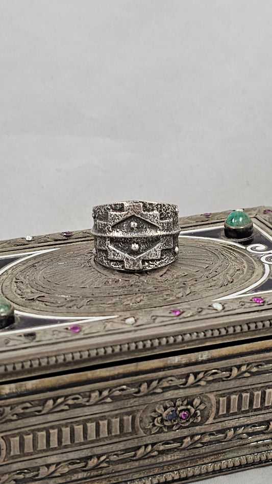 Tufa cast Pueblo design ring by Anthony Bowman