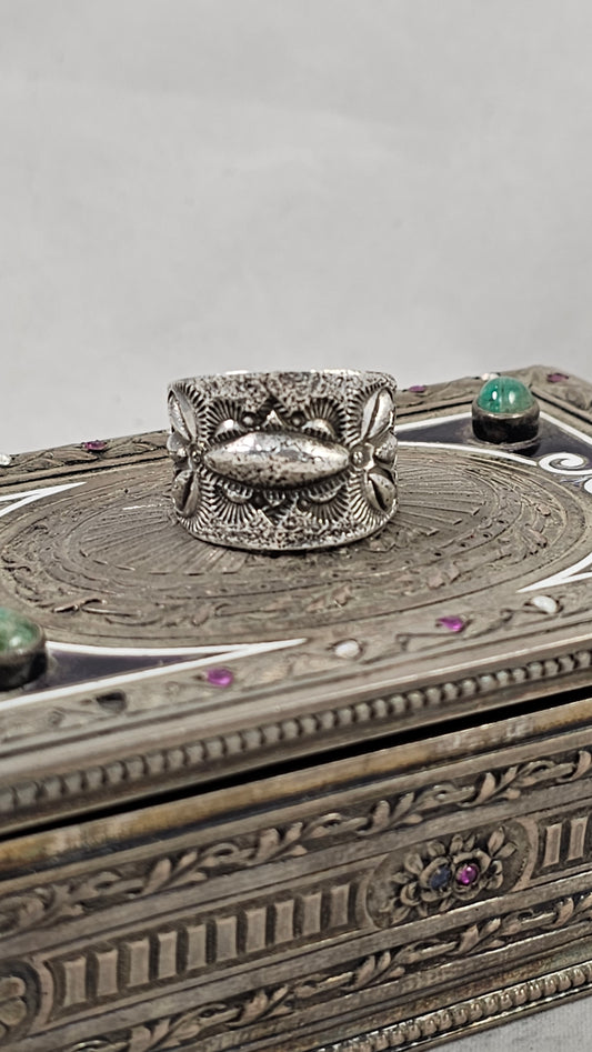 Tufa cast scalloped ring by Anthony Bowman
