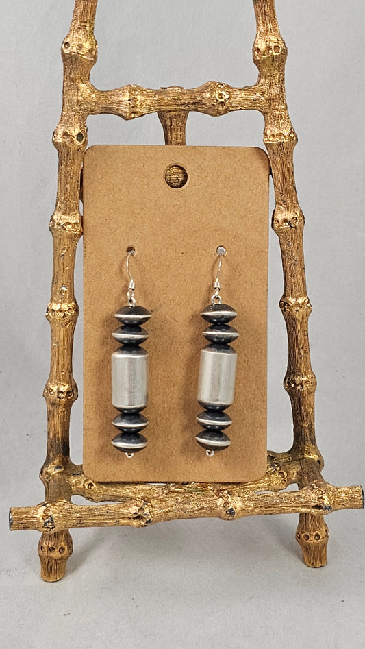 Barrel & saucer Navajo pearl earrings