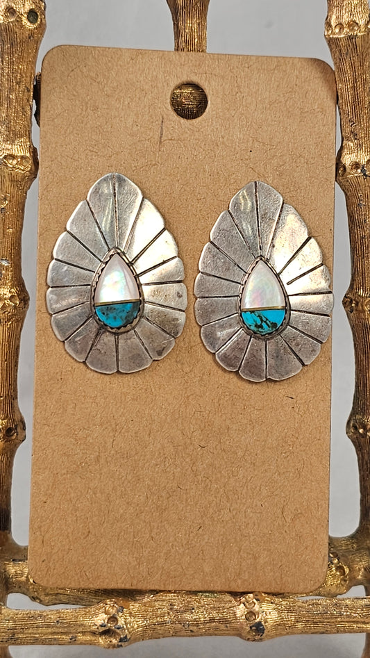 Mother of pearl & turquoise earrings