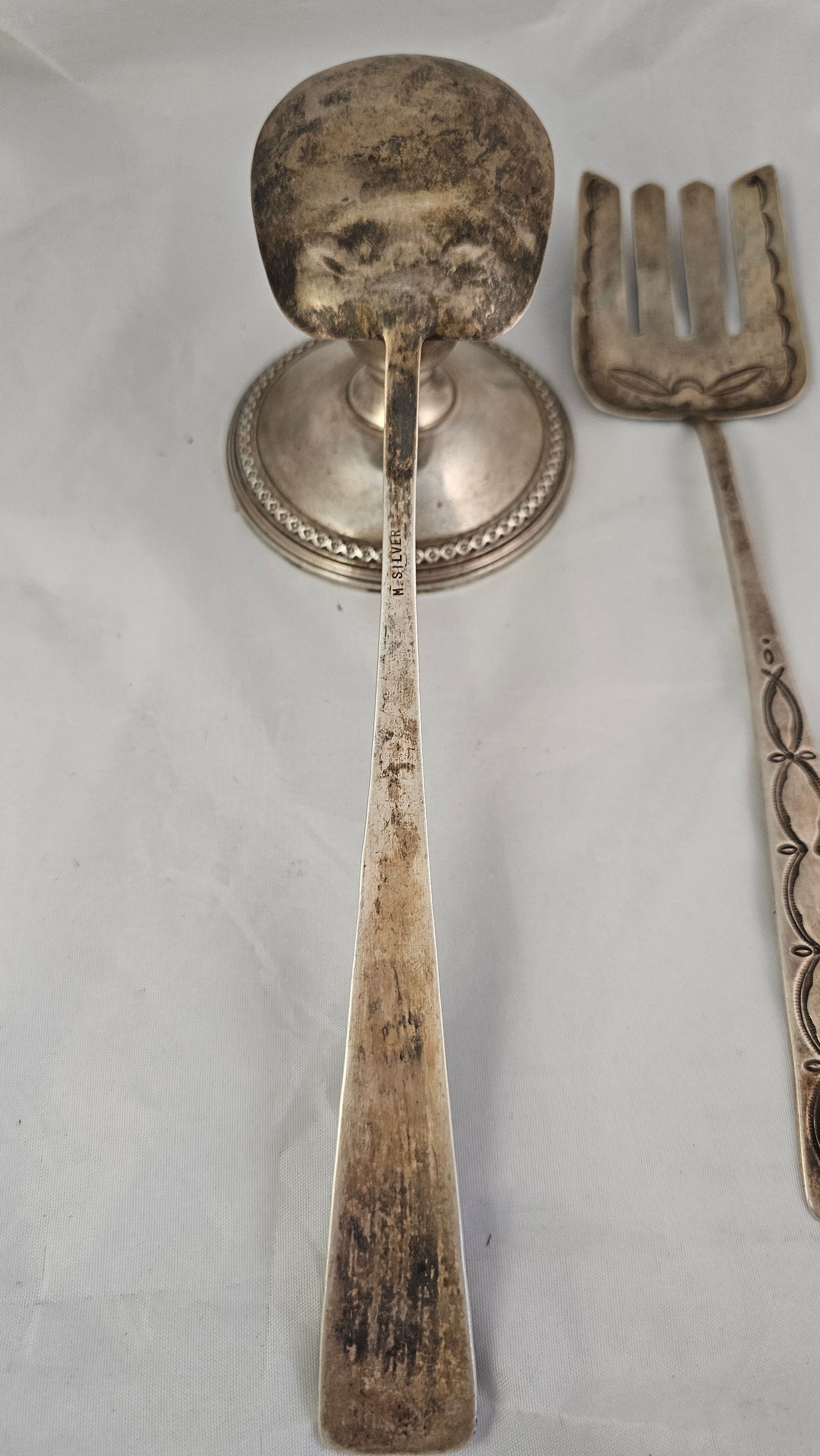 Salad fork & spoon sterling and turquoise
