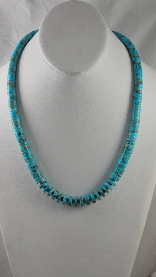 Lupe Lovato Santo Domingo turquoise heshi necklace 22"