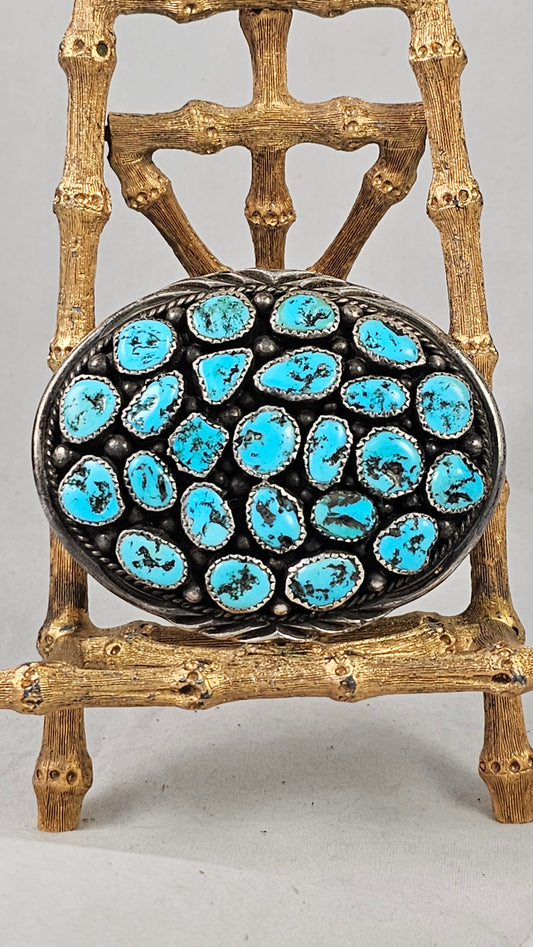 Turquoise & sterling belt buckle