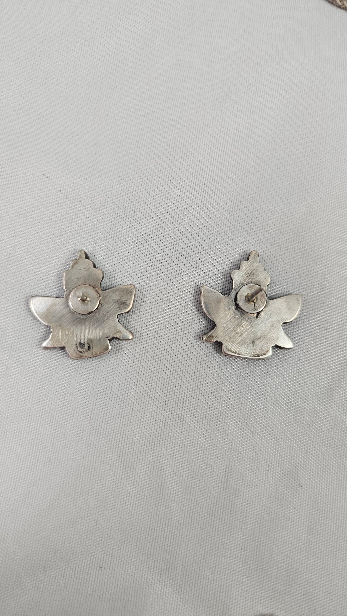 Vintage Zuni knife wing inlay earrings