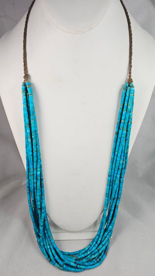 Santo Domingo 10 strand turquoise heshi necklace